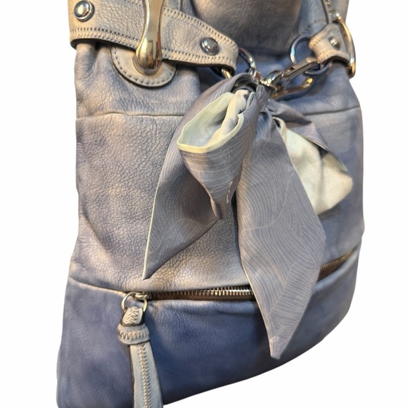 B. Makowsky Blue Leather Shoulder Bag (A368) - Picture 5 of 10